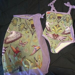 Women's Green and Purple Swim Set